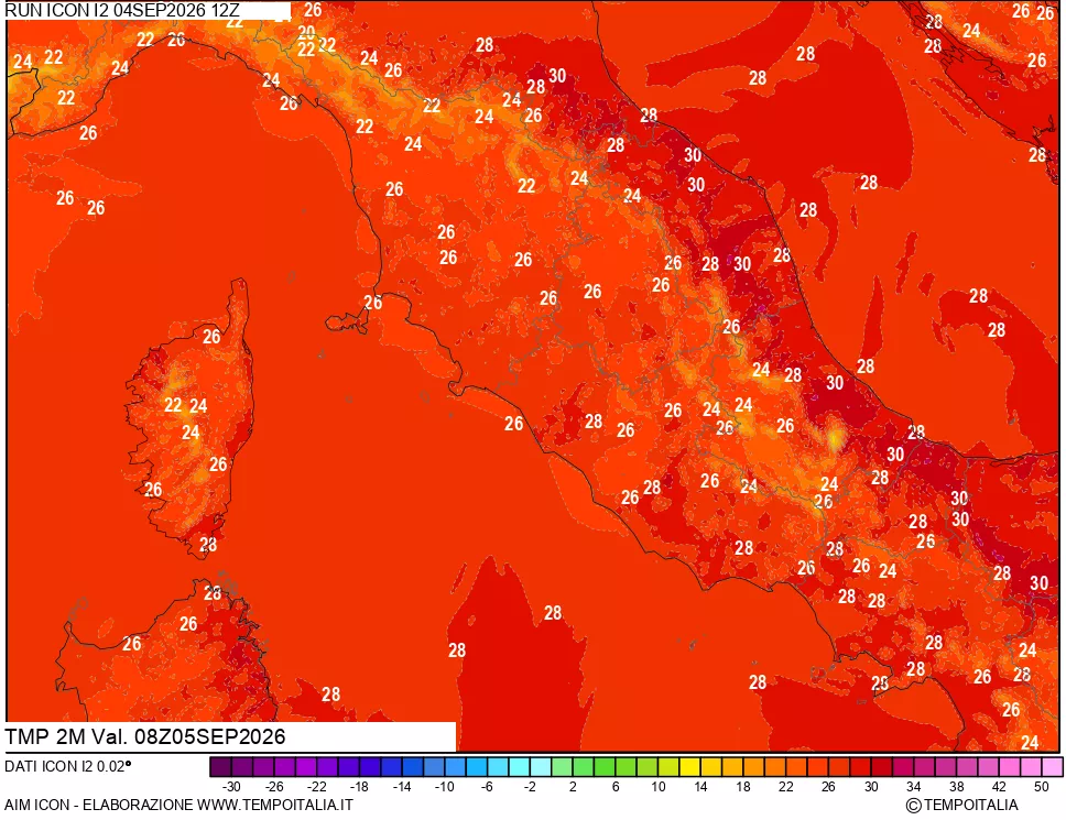 mappa Temp 2 metri