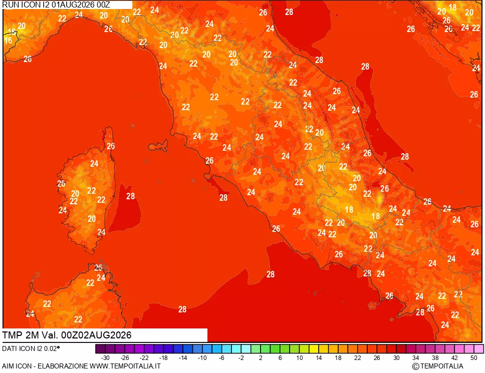 mappa Temp 2 metri
