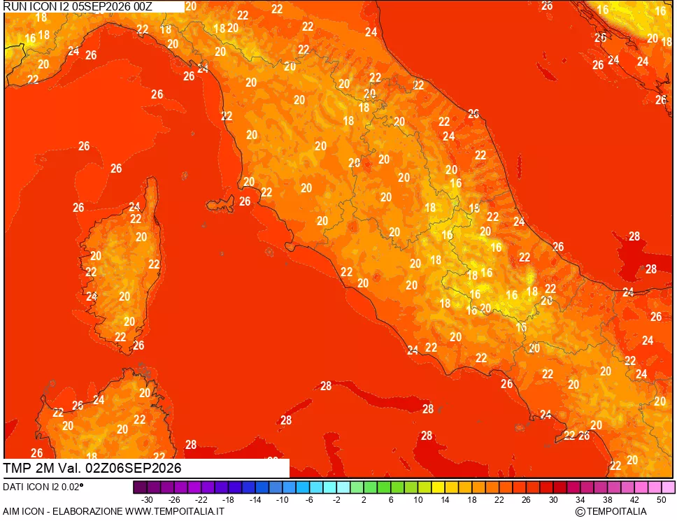 mappa Temp 2 metri