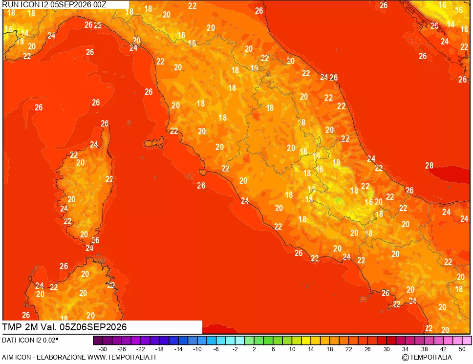 mappa Temp 2 metri