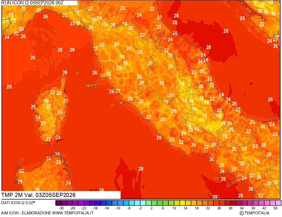 mappa Temp 2 metri