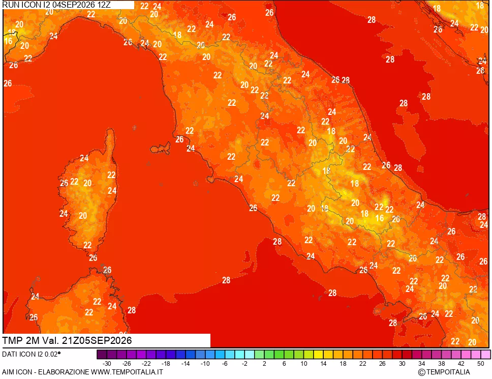 mappa Temp 2 metri