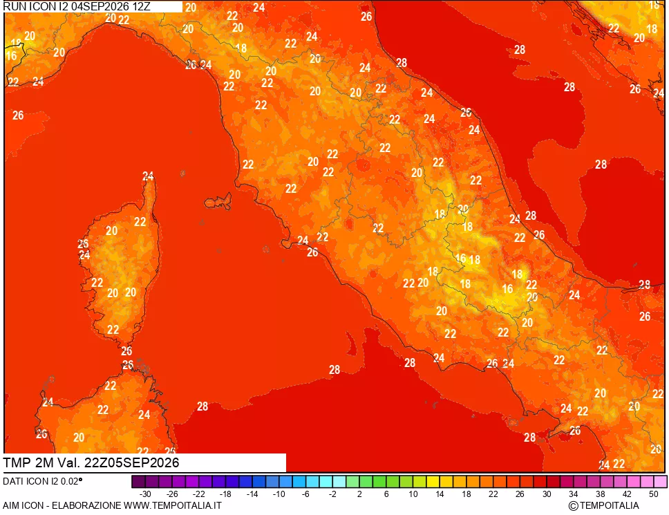 mappa Temp 2 metri