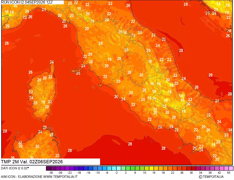 mappa Temp 2 metri