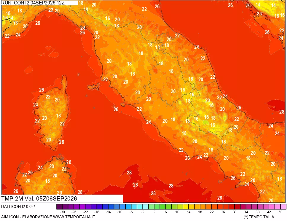 mappa Temp 2 metri