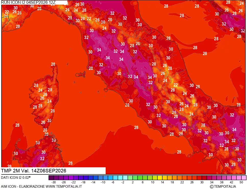 mappa Temp 2 metri