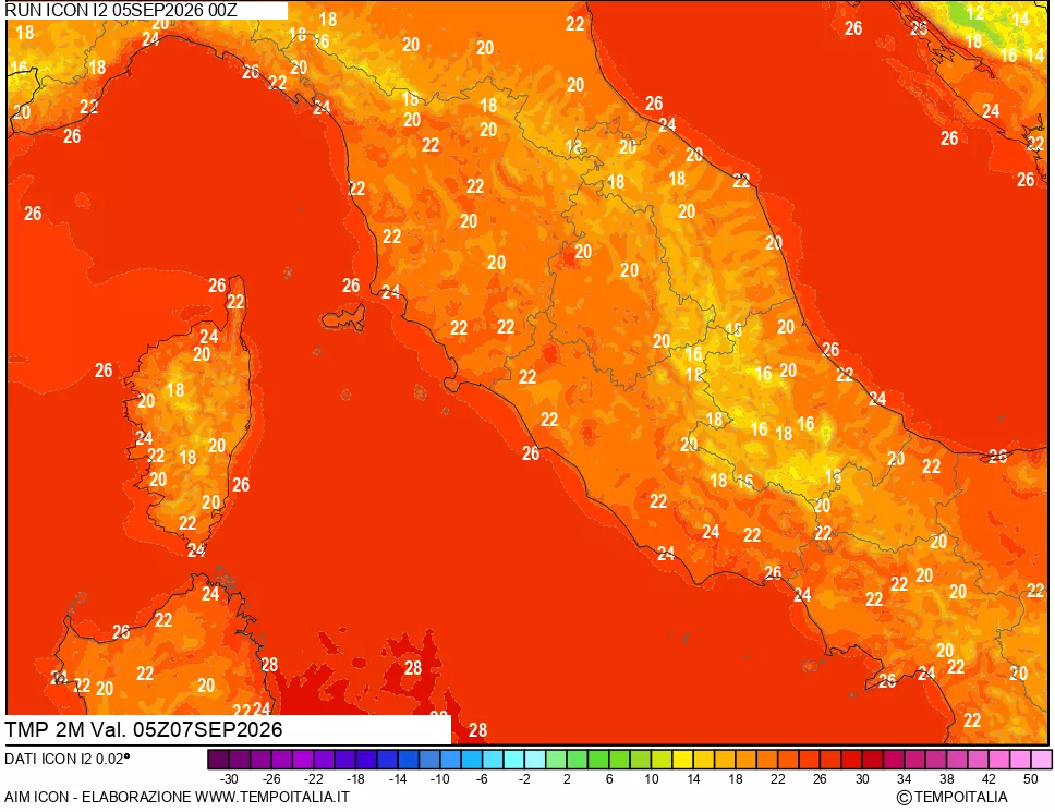mappa Temp 2 metri