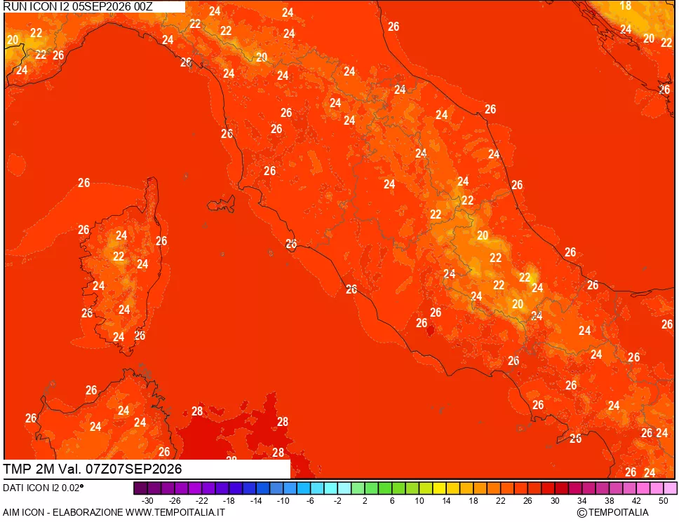 mappa Temp 2 metri