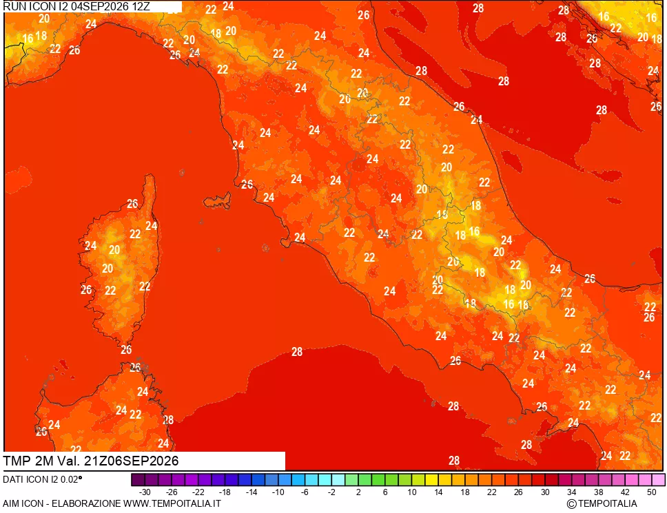 mappa Temp 2 metri