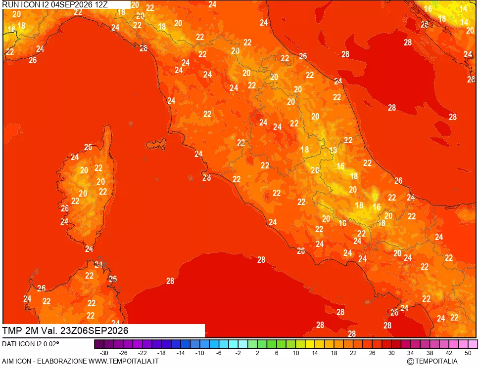 mappa Temp 2 metri