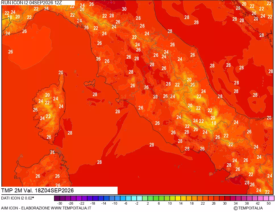 mappa Temp 2 metri