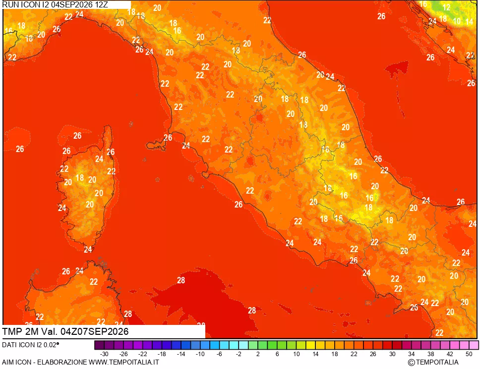 mappa Temp 2 metri