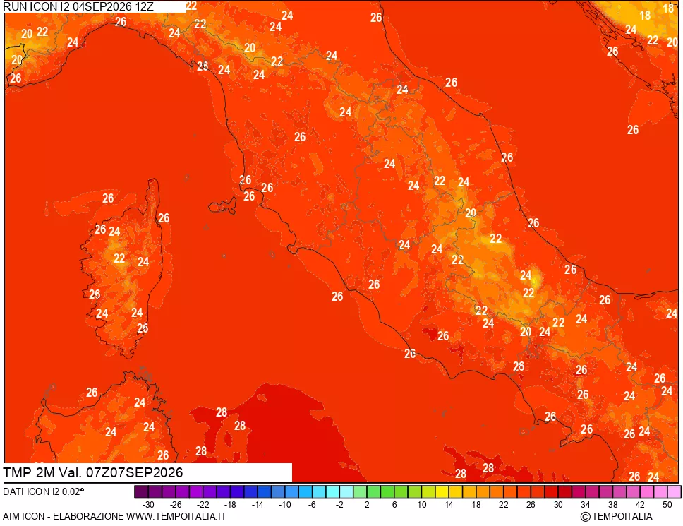 mappa Temp 2 metri