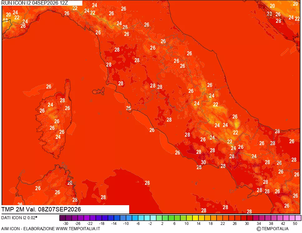 mappa Temp 2 metri