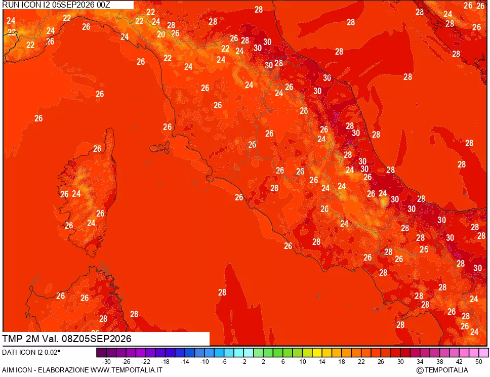 mappa Temp 2 metri