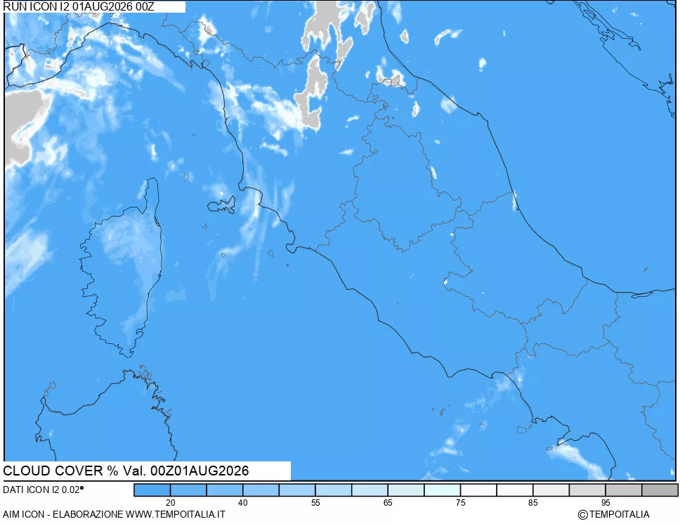 mappa Nuvolosit&agrave; totale
