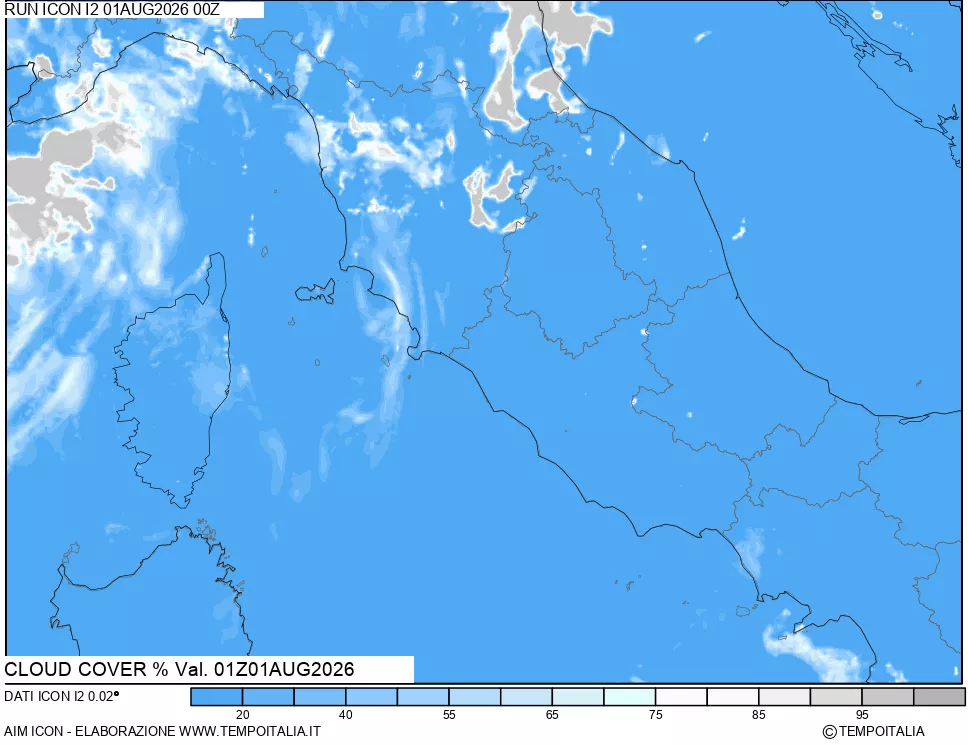 mappa Nuvolosit&agrave; totale