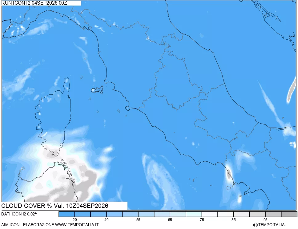 mappa Nuvolosit&agrave; totale