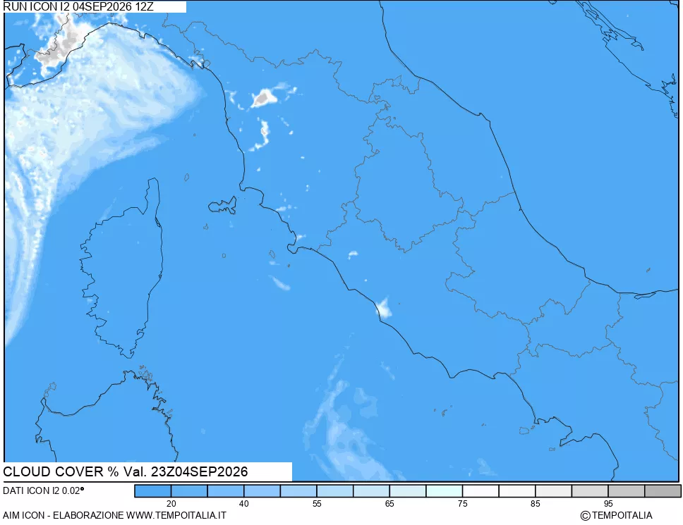 mappa Nuvolosit&agrave; totale