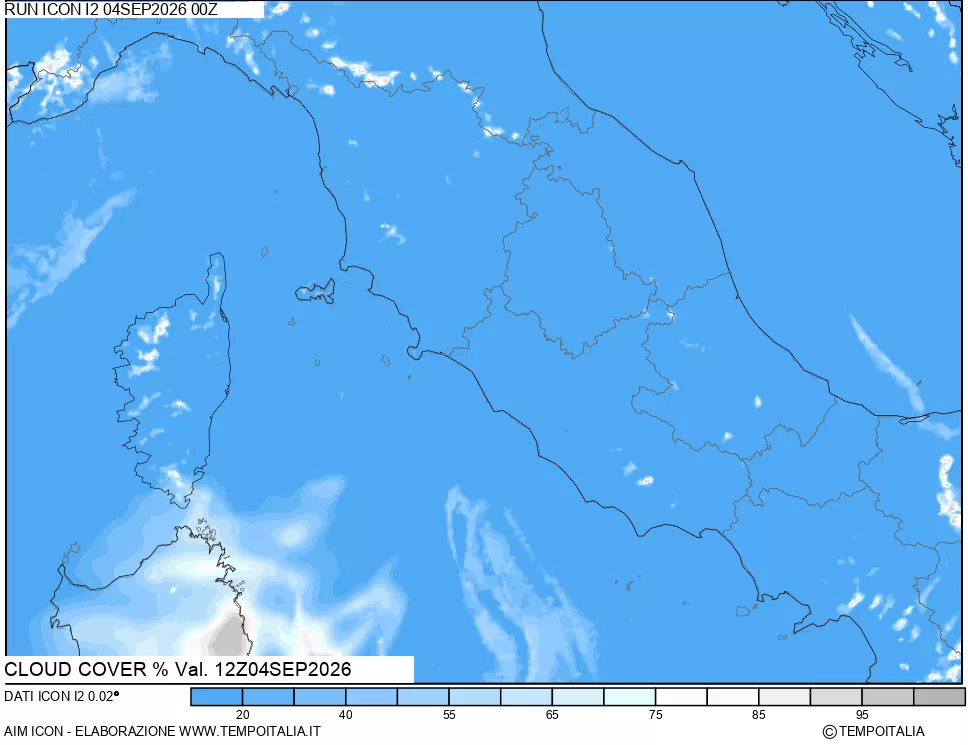 mappa Nuvolosit&agrave; totale