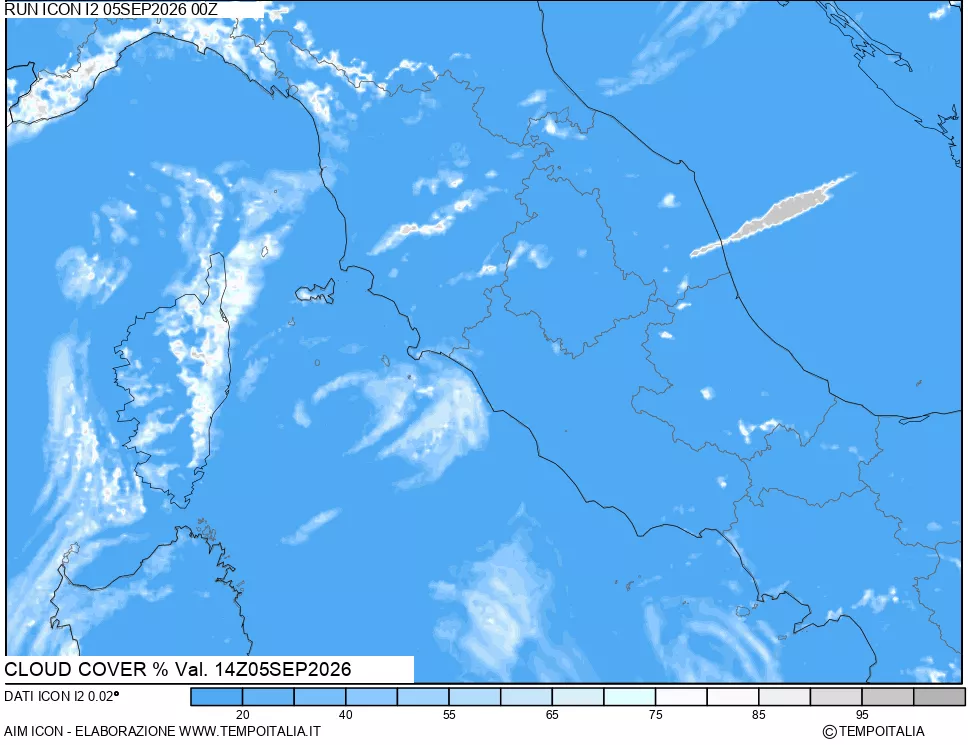 mappa Nuvolosit&agrave; totale