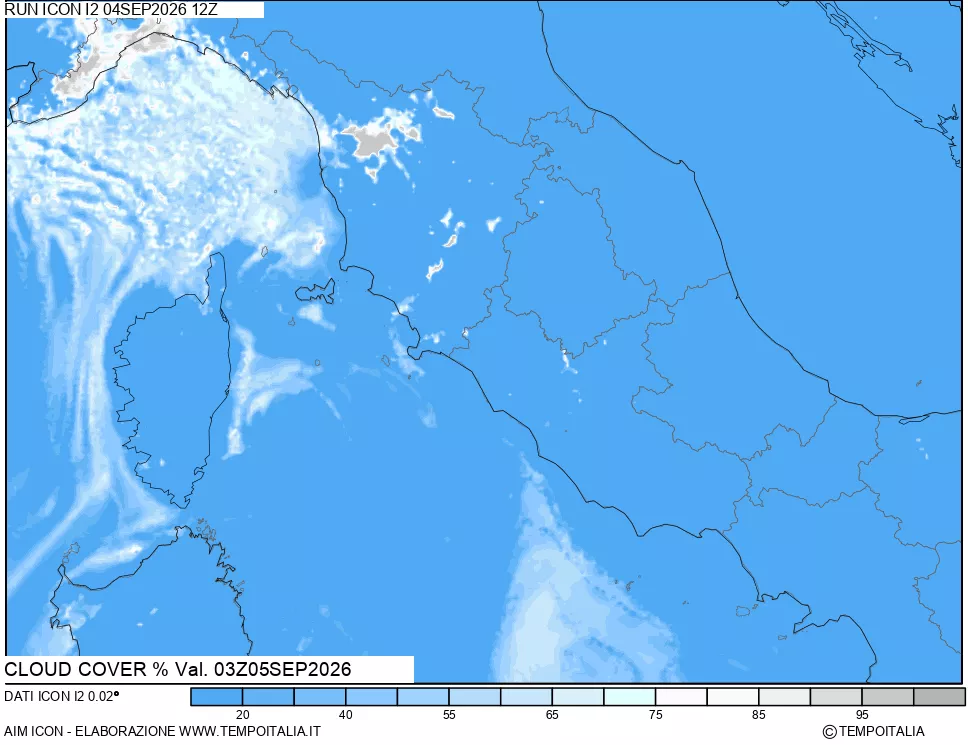 mappa Nuvolosit&agrave; totale