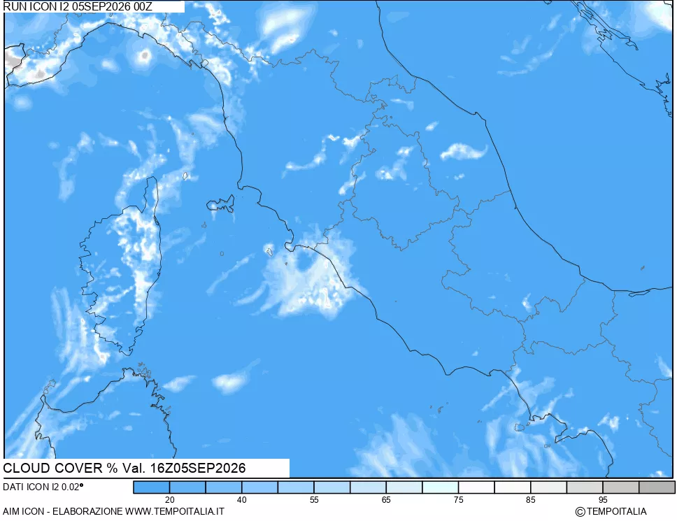 mappa Nuvolosit&agrave; totale