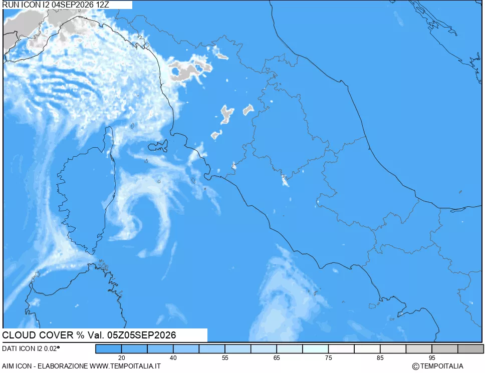 mappa Nuvolosit&agrave; totale