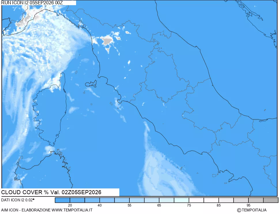 mappa Nuvolosit&agrave; totale