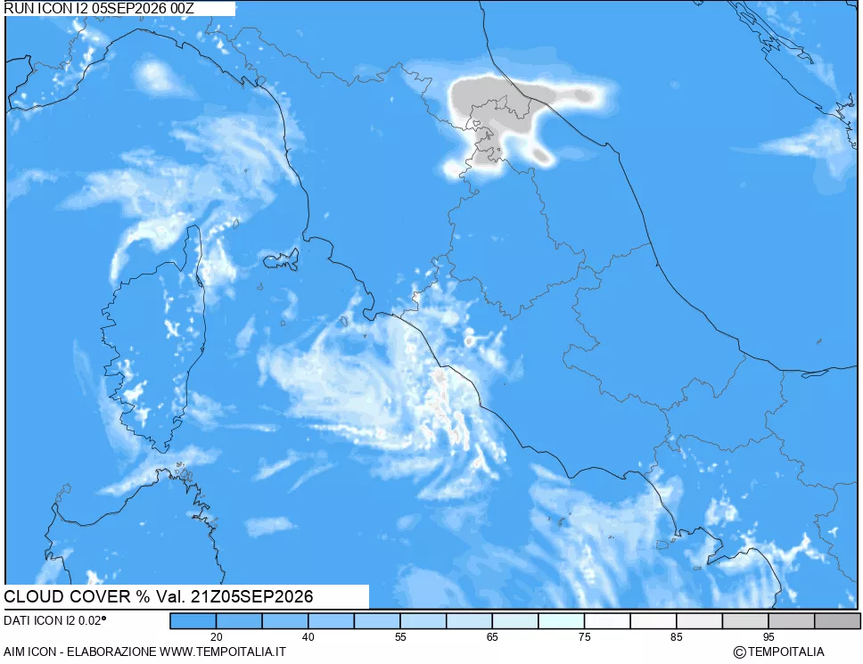 mappa Nuvolosit&agrave; totale