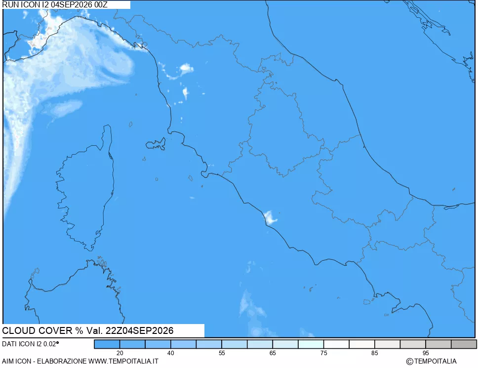mappa Nuvolosit&agrave; totale