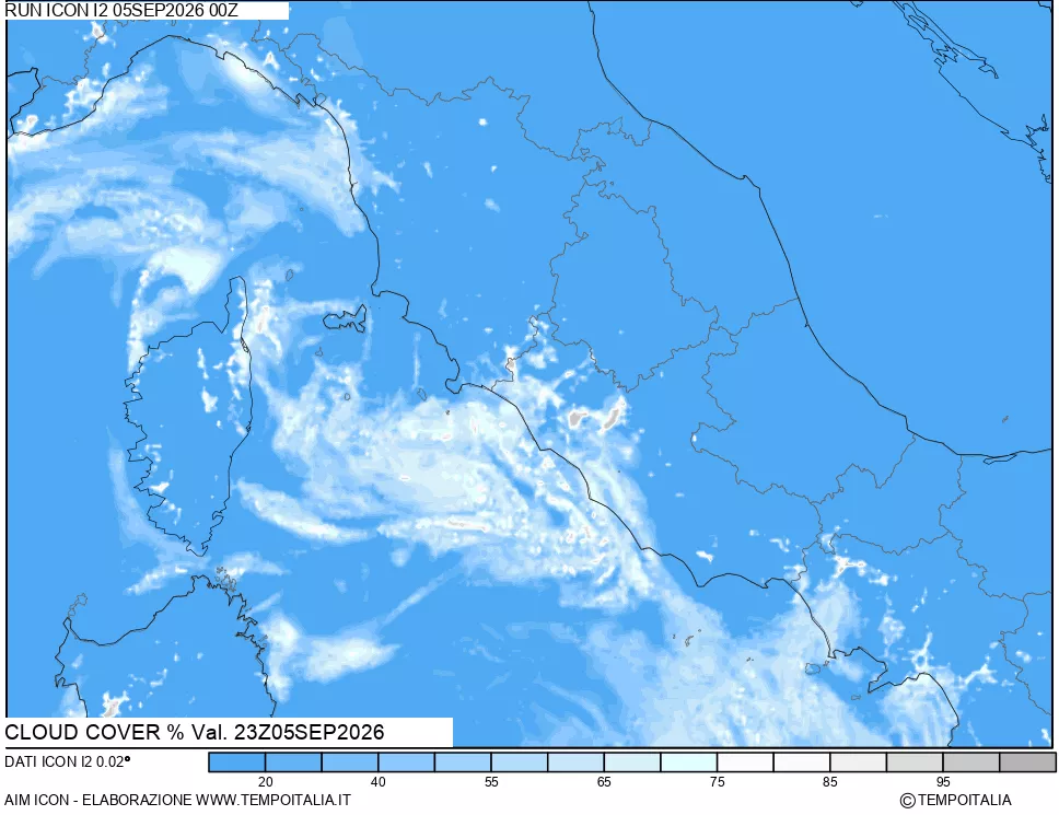 mappa Nuvolosit&agrave; totale