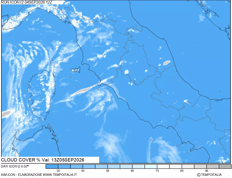 mappa Nuvolosit&agrave; totale