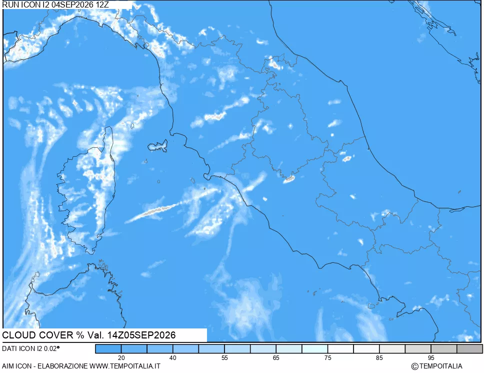 mappa Nuvolosit&agrave; totale