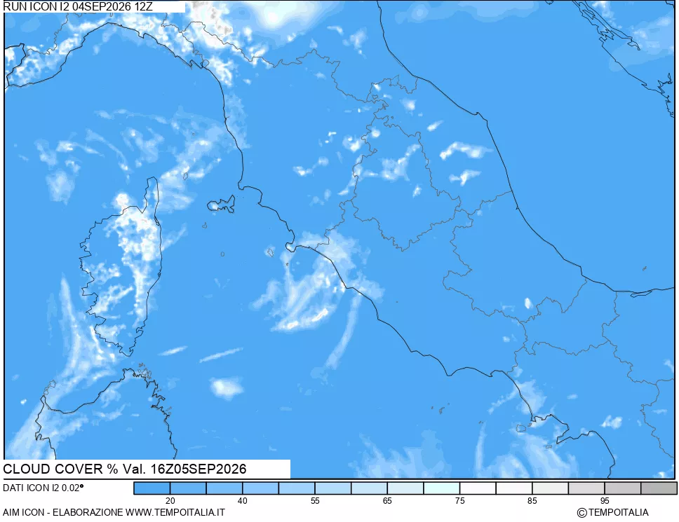 mappa Nuvolosit&agrave; totale