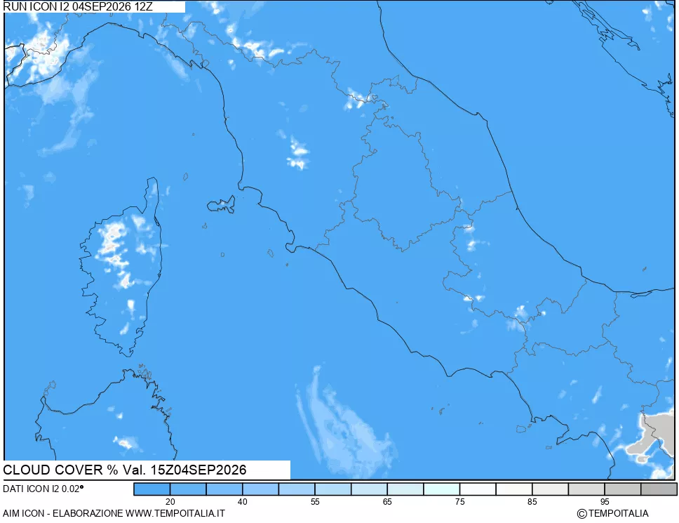 mappa Nuvolosit&agrave; totale