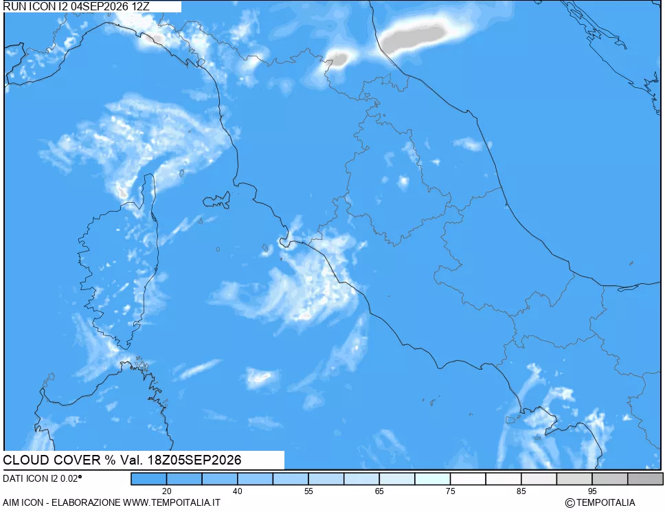 mappa Nuvolosit&agrave; totale