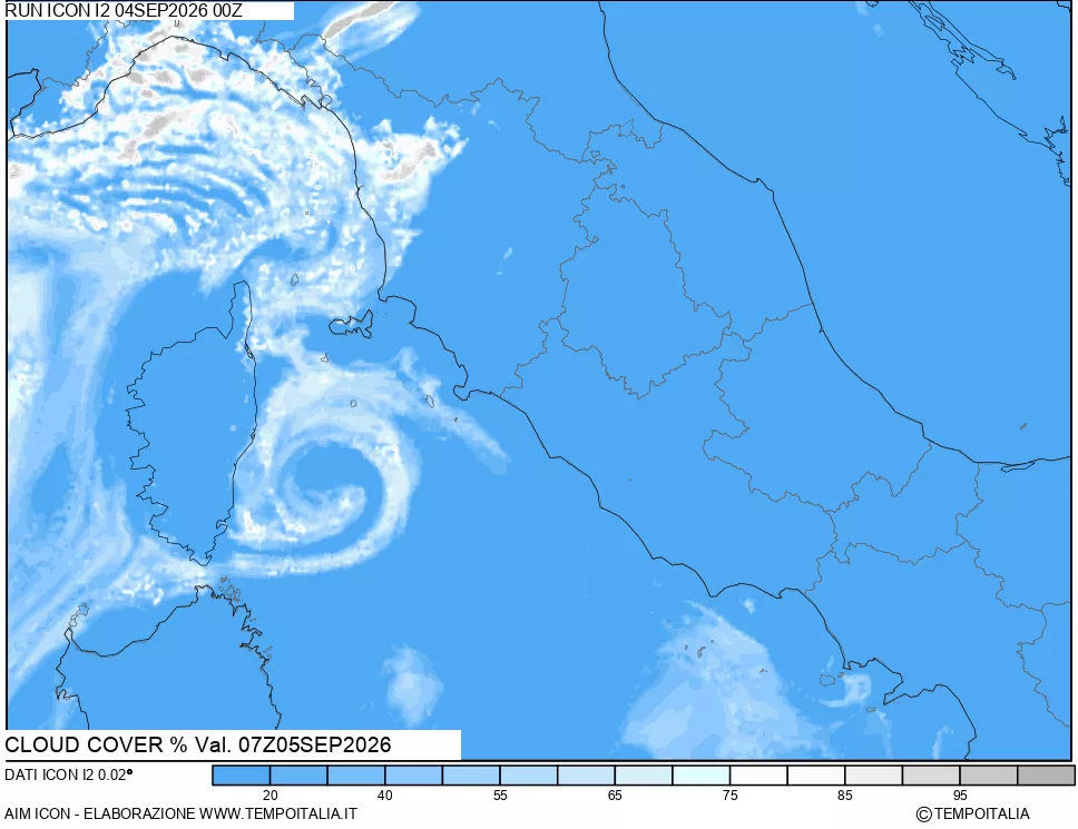 mappa Nuvolosit&agrave; totale