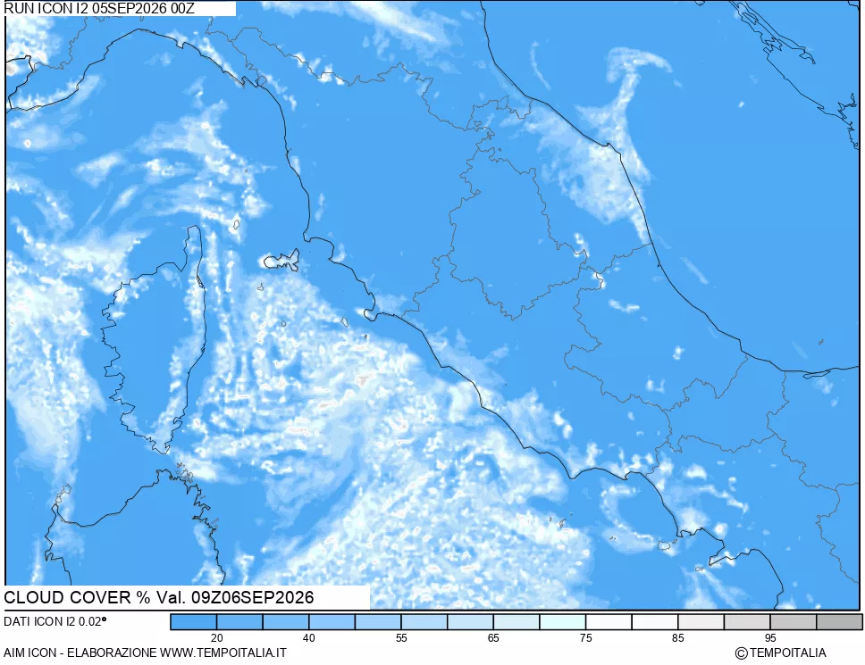 mappa Nuvolosit&agrave; totale