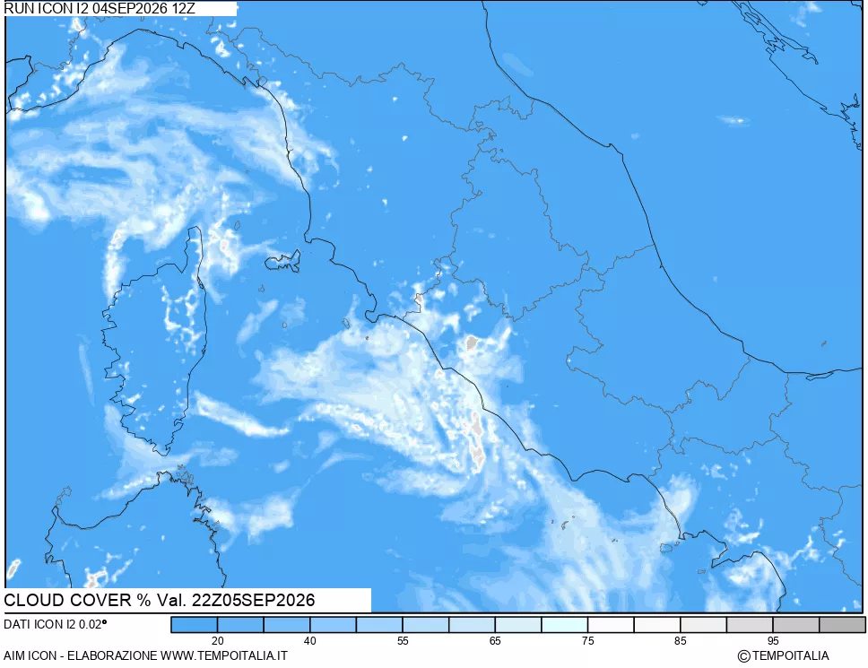 mappa Nuvolosit&agrave; totale