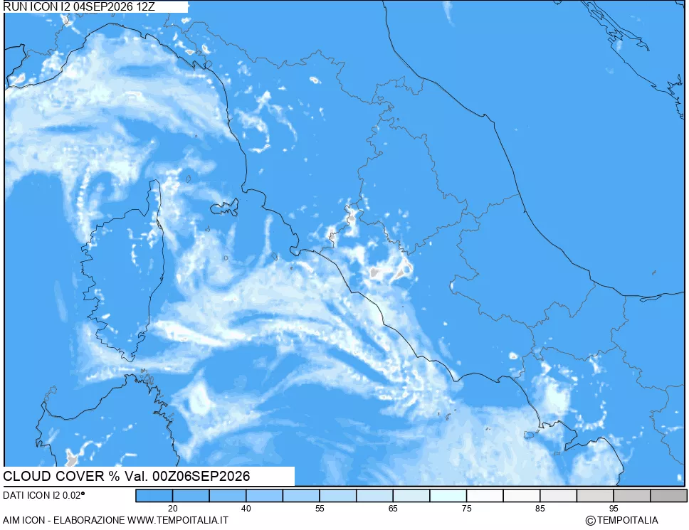 mappa Nuvolosit&agrave; totale