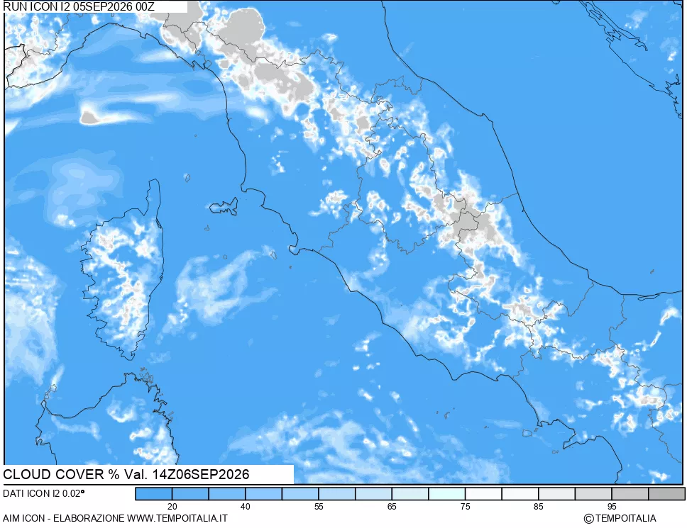 mappa Nuvolosit&agrave; totale