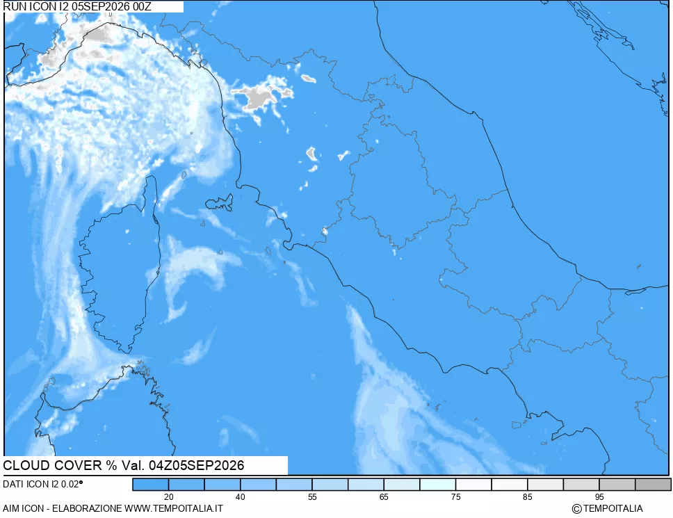mappa Nuvolosit&agrave; totale