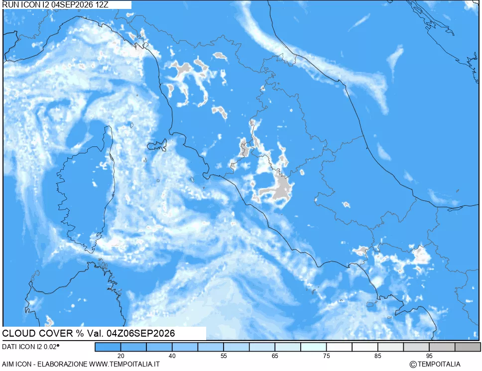 mappa Nuvolosit&agrave; totale