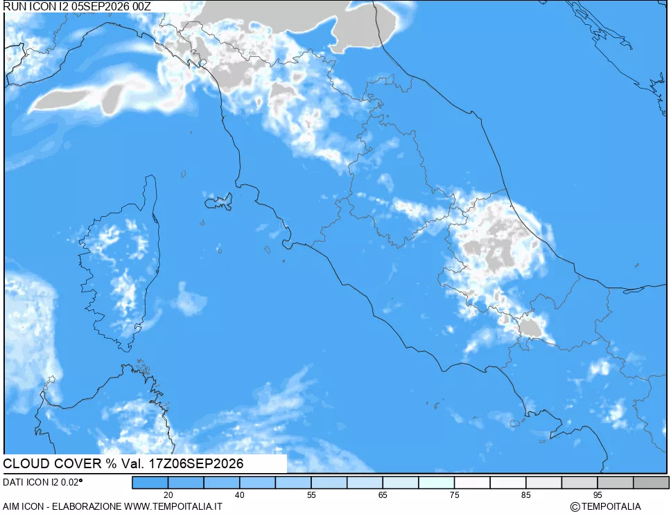 mappa Nuvolosit&agrave; totale