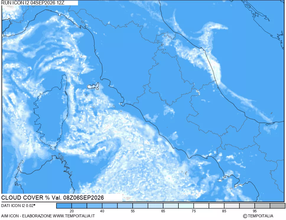 mappa Nuvolosit&agrave; totale