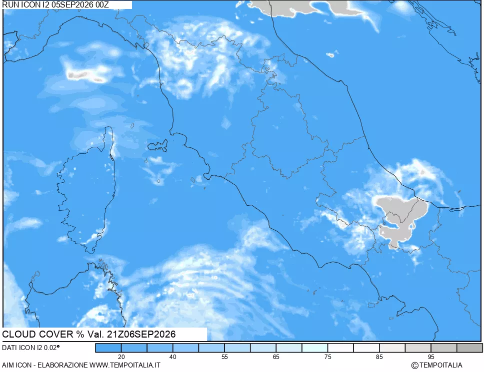 mappa Nuvolosit&agrave; totale