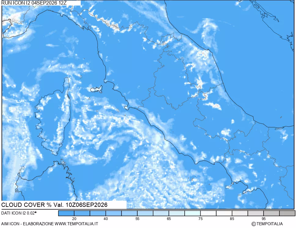 mappa Nuvolosit&agrave; totale