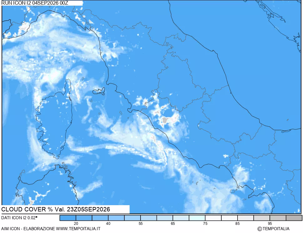 mappa Nuvolosit&agrave; totale