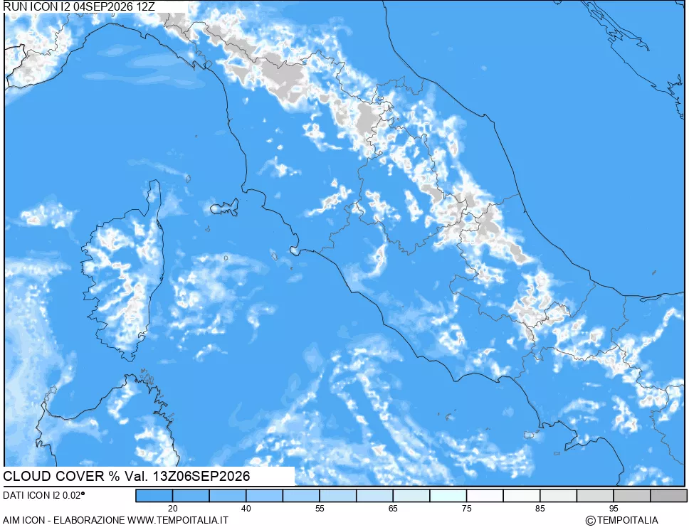 mappa Nuvolosit&agrave; totale